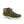 Snowline traction spikes attached to an olive green suede boot