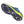 Metal traction spikes attached to the sole of a blue and yellow trail running shoe
