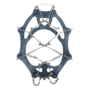 Snowline traction spikes with grey rubber frame and metal chains