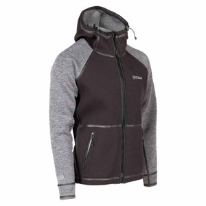 Stormr black and grey hooded jacket with front zipper and side pockets