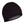Black neoprene swim cap with a red shield logo on the side