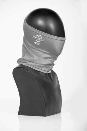 Stormr grey UV Shield neck gaiter on a mannequin head