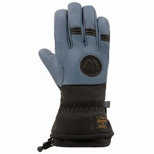 Swany blue and black leather ski glove with adjustable wrist cuff