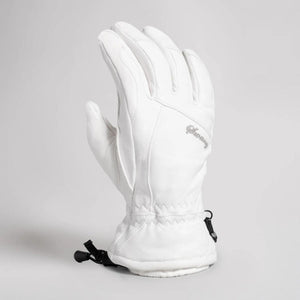 Swany white leather ski glove with adjustable wrist strap