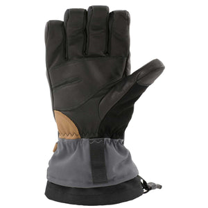 Swany black leather winter glove with grey cuff and tan accent