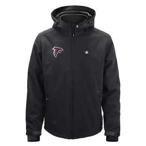 ActionHeat black hooded softshell jacket with Atlanta Falcons logo