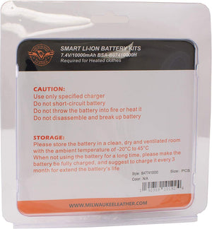 Milwaukee Leather smart lithium ion battery kit packaging with safety and storage instructions