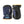 Hestra navy and black leather mittens with yellow trim and logo patch