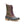 Kamik olive and brown quilted winter boot with purple laces and black rubber base