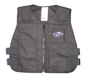 TechKewl black cooling vest with front zipper and side adjustment straps
