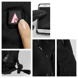 Temp360 heated glove features including power button touchscreen compatibility zipper and water resistant fabric