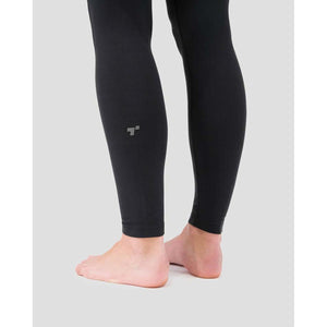 Back view of black leggings with Ten Thousand logo on the lower leg