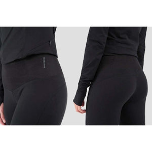 Terramar black high waisted leggings with textured waistband detail