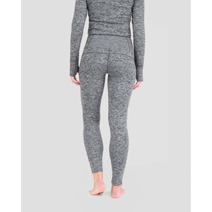 Back view of Terramar grey heathered leggings and matching long sleeve top