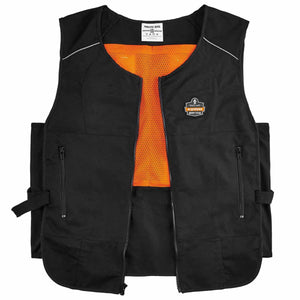 Ergodyne Chill-Its 6255 black cooling vest with orange mesh interior