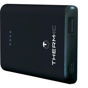 Black Therm-ic power bank with four LED battery indicator lights