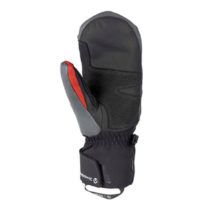 Therm-ic black and grey insulated mitten with red thumb accent