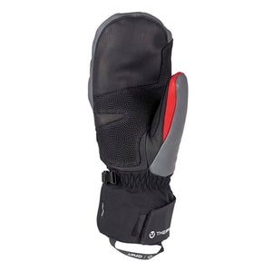 Therm-ic black and grey winter mitten with red accent on thumb