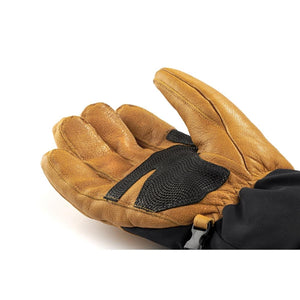 Therm-ic tan leather glove palm with black textured grip detail