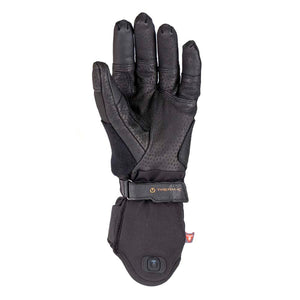 Therm-ic black leather heated glove with adjustable wrist strap and power button