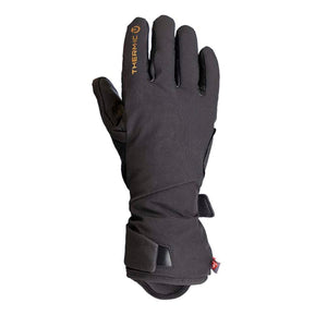 Black Therm-ic glove with orange logo on index finger