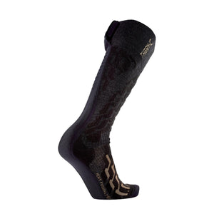 Therm-ic black heated knee high sock with grey patterned details