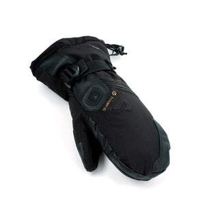 Black Thermic heated mitten with adjustable wrist strap and power button