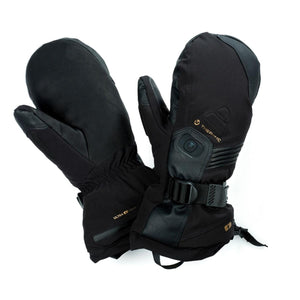 Black Therm-ic heated mittens with adjustable wrist straps
