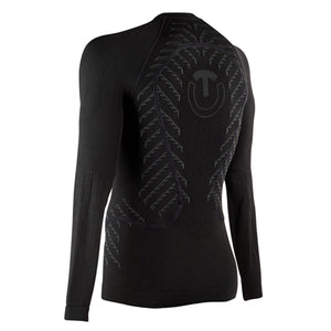 Therm-ic black long sleeve base layer shirt with back ventilation pattern