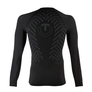 Black Thermic long sleeve base layer with textured pattern and logo on the back