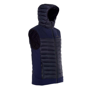 Therm-ic navy blue hooded insulated vest with zippered pockets