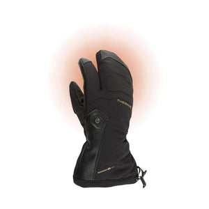 Therm-ic black heated three-finger ski mitten with power button