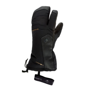 Therm-ic black heated three-finger ski mitten with power button