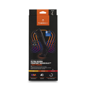 Therm-ic Ultra Warm Comfort knee high heated socks with batteries in retail packaging