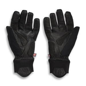 Therm-ic black leather gloves with textured palm panels and elastic cuffs