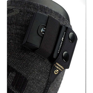 Therm-ic battery pack attached to a grey knit sock