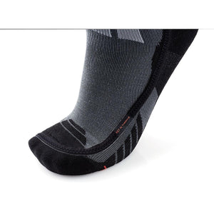 Close up of Therm-ic grey and black technical sock toe