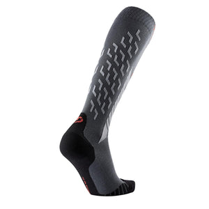 Therm-ic grey and black knee high performance ski sock with geometric pattern