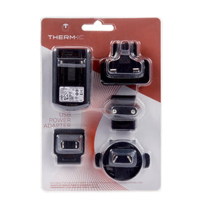 Therm-ic USB power adapter kit with multiple international plug attachments in retail packaging