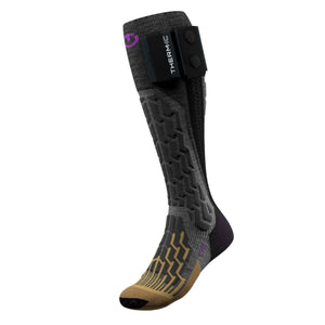 Therm-ic heated ski sock with battery pack attached to the upper cuff