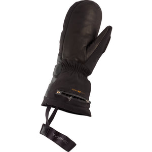Therm-ic black leather and fabric heated mitten with zippered battery pocket