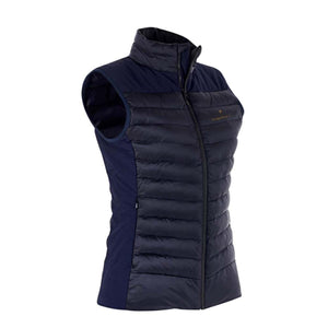 Therm-ic navy blue quilted puffer vest with high collar and front zipper