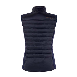 Back view of a navy blue Therm-ic heated vest with quilted insulation