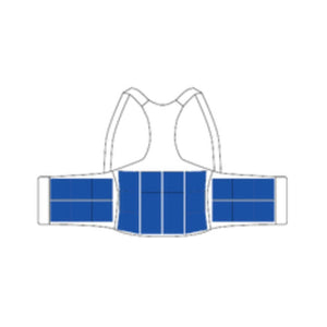 ThermApparel cooling vest diagram showing blue cooling pack placement