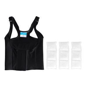 ThermApparel black cooling vest with three white cooling packs