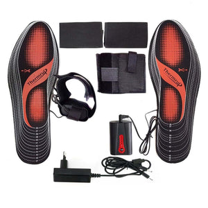 Thermrup heated insoles with battery pack, charging cable, and ankle straps