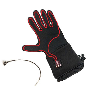 Thermrup black heated glove with red heating element outline and power control button on wrist