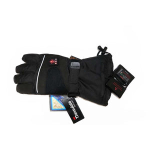 Thermrup black heated glove with battery pack and Thinsulate tag