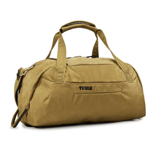 Tan Thule duffel bag with top carry handles