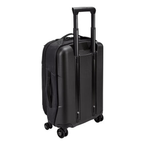 Thule black carry on luggage with extended handle and four wheels